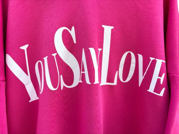 Bluza z kapturem różowa "You Say Love" - Image 3