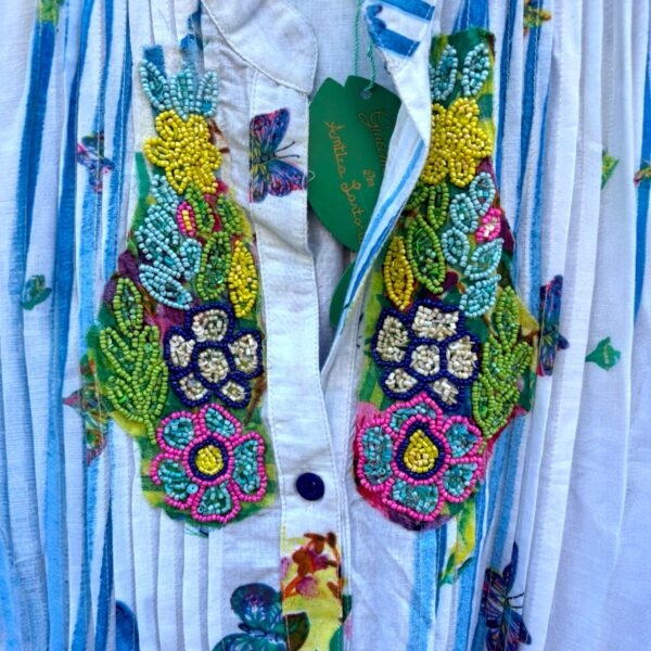 Sukienka boho bez rękawków biała "Motylki" - Image 3
