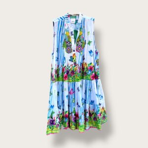 Sukienka boho bez rękawków biała "Motylki"
