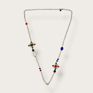 Naszyjnik pozłacany z kolorowymi zdobieniami