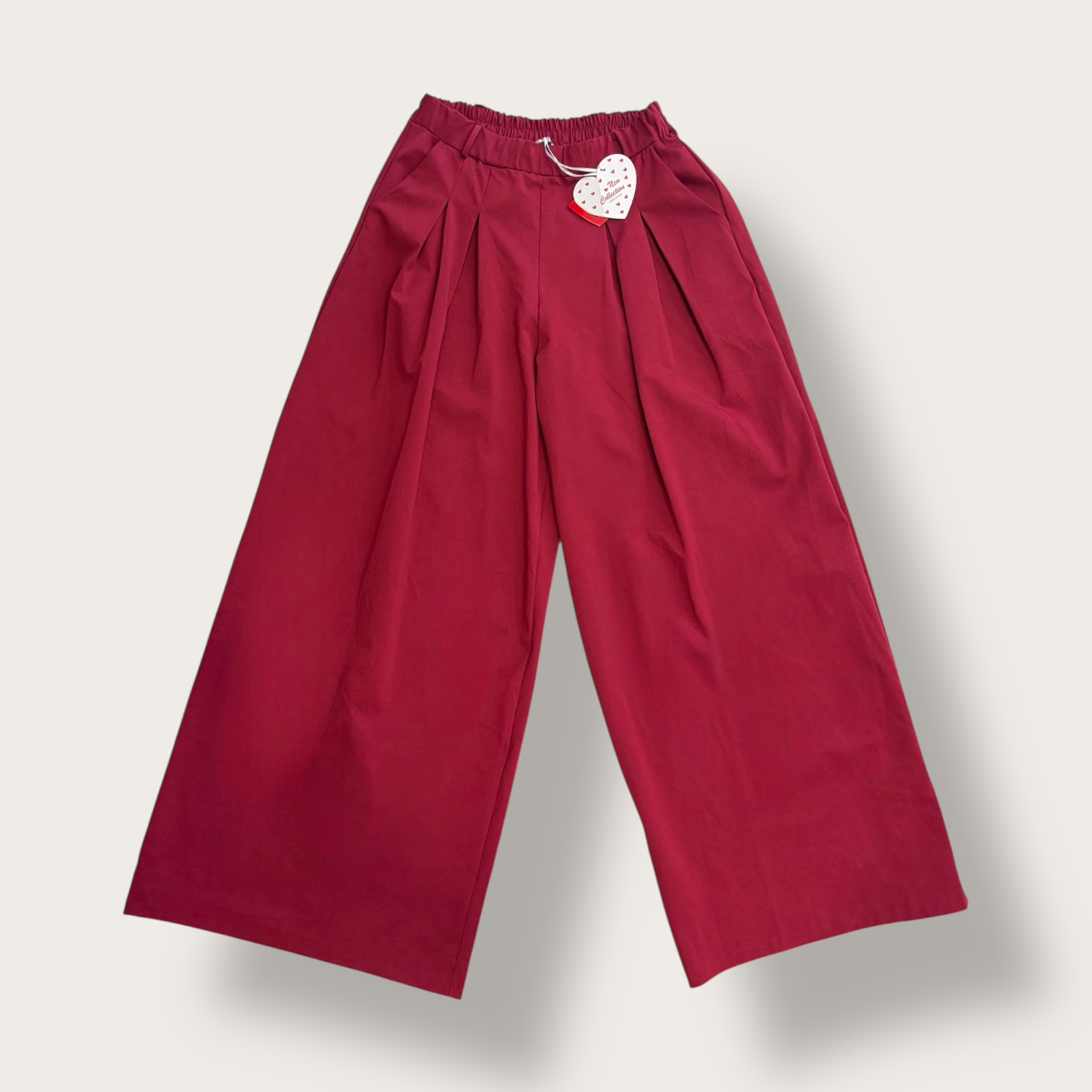 Spodnie malinowe z szeroką nogawką
